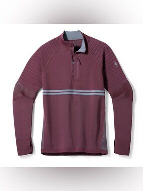 Smartwool Intraknit Merino Wool Tech 1/4 Zip Maroon Pullover Top Size Large